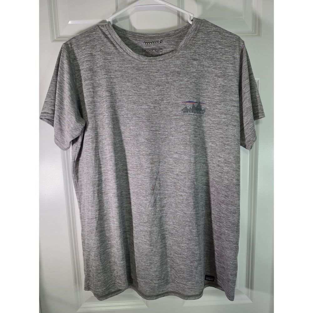 Patagonia Women's Capilene Cool Daily Graphic Shirt Gray L Save Our Home Planet